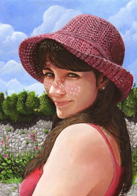 Jeune femme au chapeau à l’acrylique en 8 étapes, durée estimée 6h