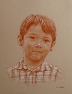 Un portrait sanguine et crayon blanc en 8 étapes, durée estimée 3h